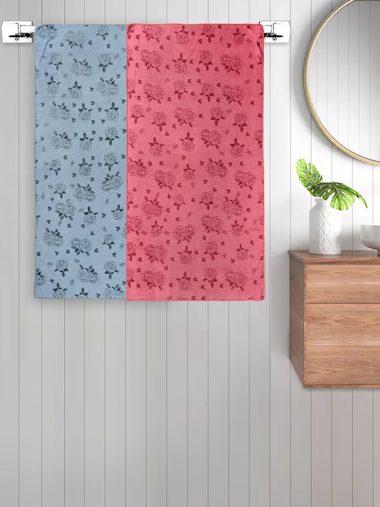 FABINALIV Multicolor Floral 300 Gsm Cotton Kids Bath Towels (Pack of 2)-image-45