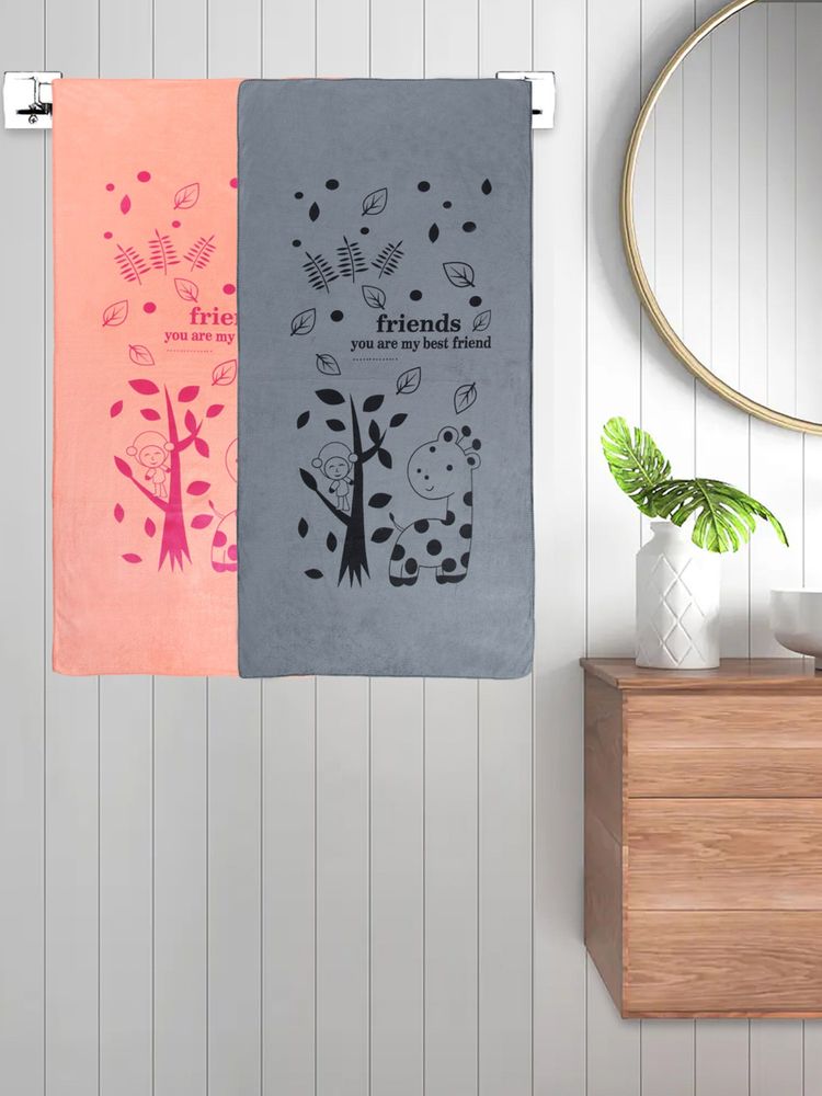 FABINALIV Multicolor Cartoon 300 Gsm Cotton Kids Bath Towels (Pack of 2)-picture-13