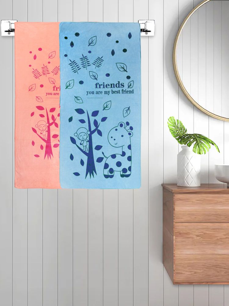 FABINALIV Multicolor Cartoon 300 Gsm Cotton Kids Bath Towels (Pack of 2)-image-47