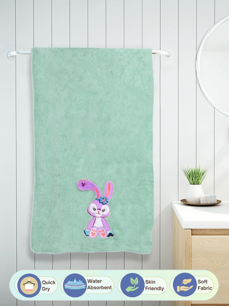 FABINALIV Light Green Cartoon Design Pure Cotton Kids Bath Towel-image-23