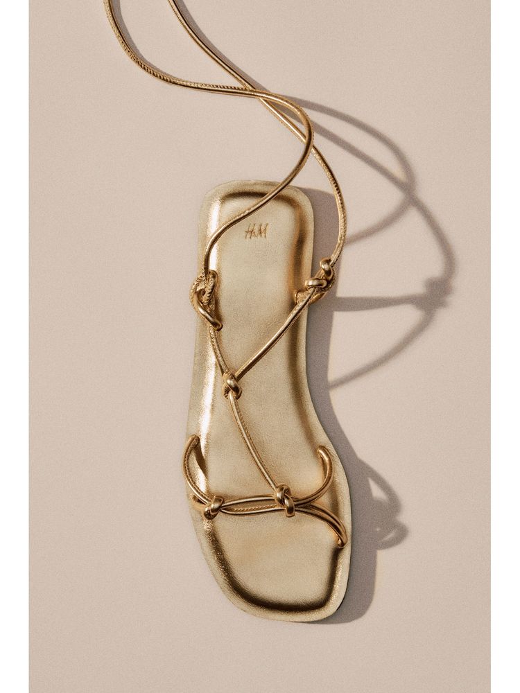 H&M Women Gold Strappy Sandals-picture-50