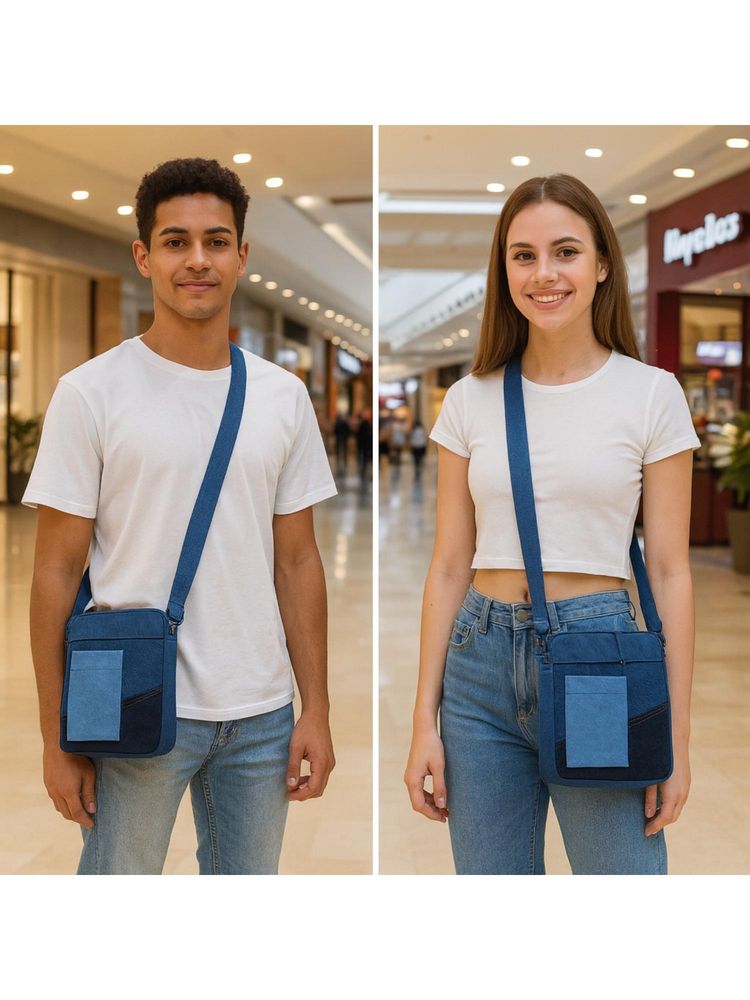 THE PURANI JEANS Denim Zig Zag Sling Bag-image-34