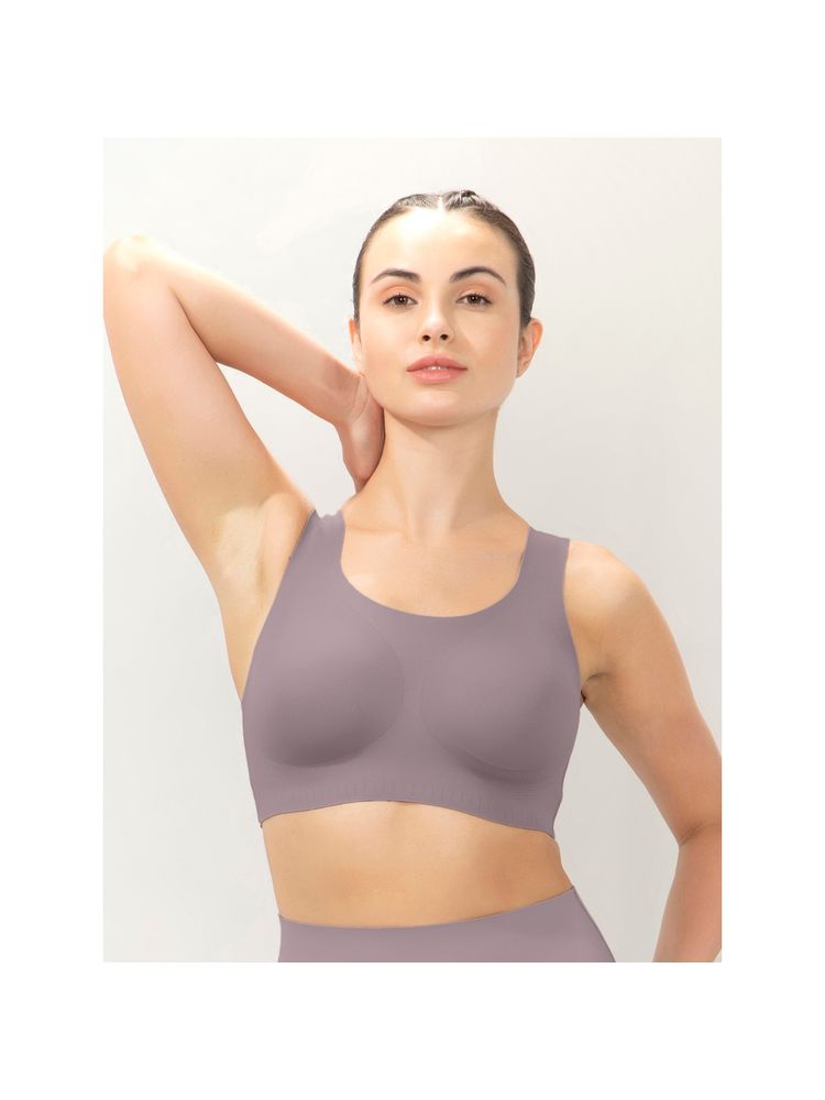 Amante Women Purple Round Neck High Impact Bonded Sports Bra with Criss Cross Back-picture-13