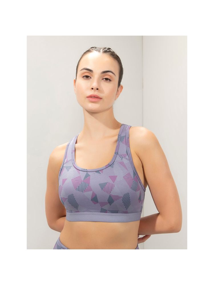 Amante Women Purple Energize Active Medium Impact Slip-On Printed Bra-image-30