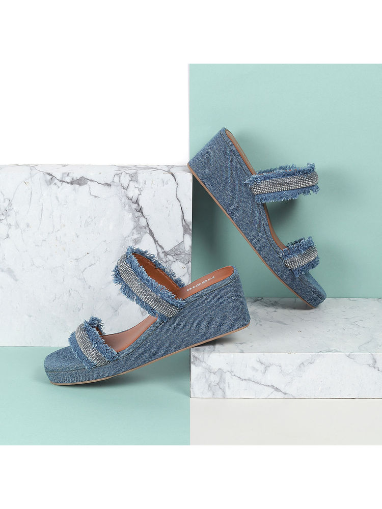 Mochi Women Blue Wedge Heels-picture-27