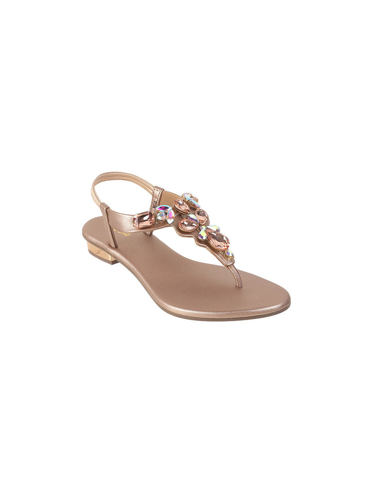 Mochi Women Rose Gold Flat Sandals-picture-10
