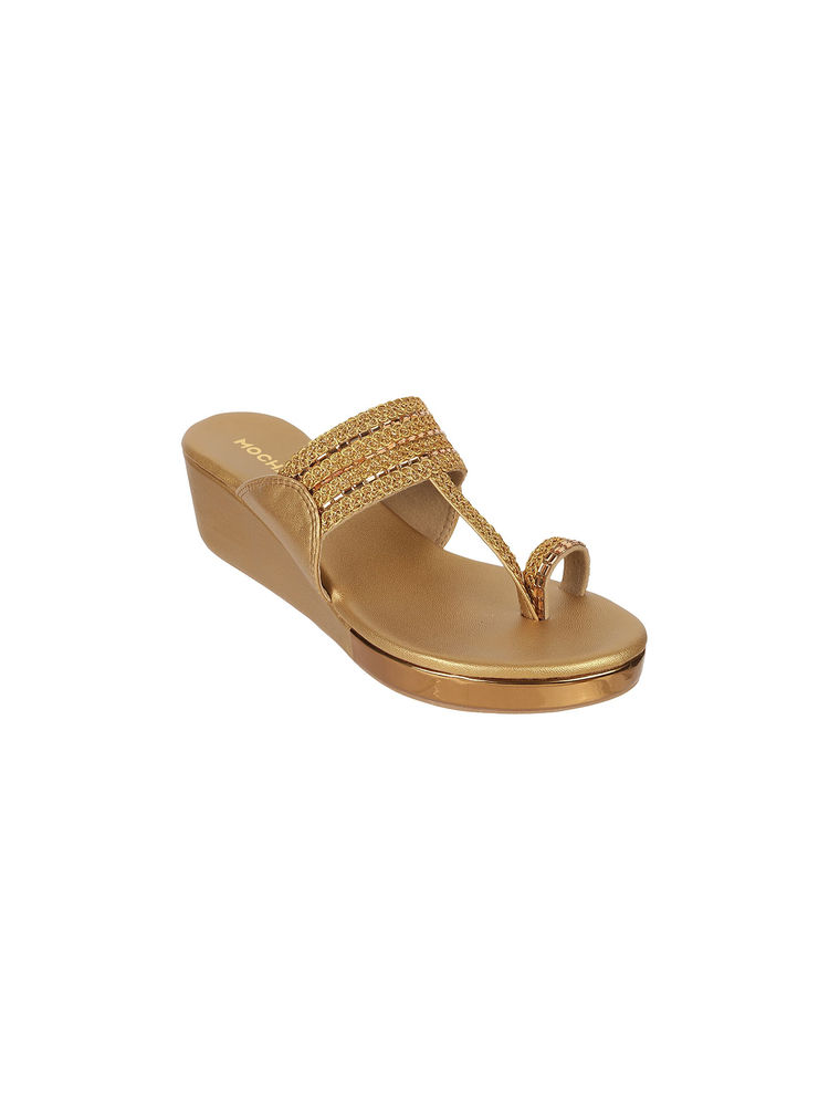 Mochi Women Gold Wedge Heels-picture-17
