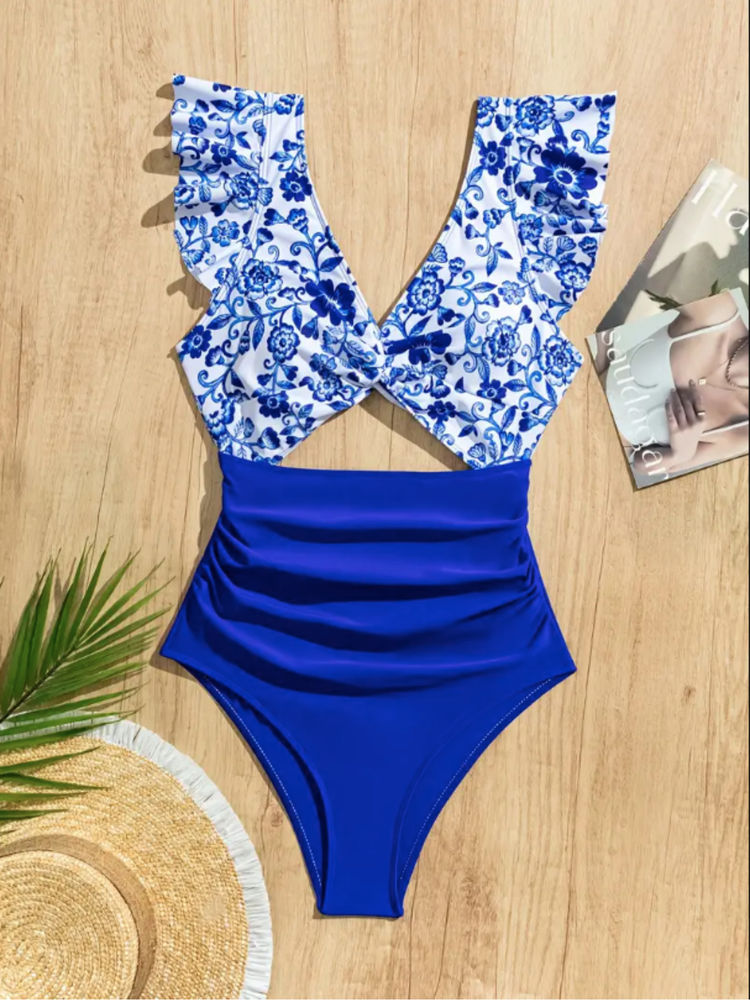 WomanLikeU Printed Blue Padded Monokini-image-17