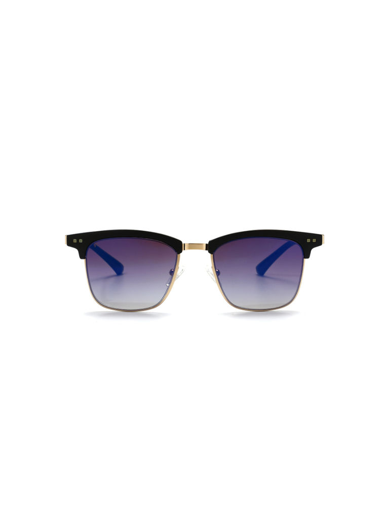 French Connection Blue Lens Clubmaster Sunglass Full Rim Black Frame With Mirrored (FC 7418 C1)-image-43