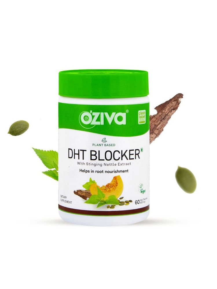 OZiva Plant Based DHT Blocker with Stinging Nettle extract, for hair fall control