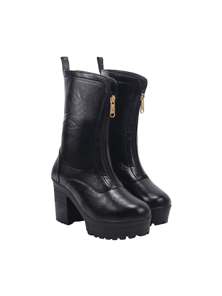 Shoetopia Women Black Casual Boots-image-46