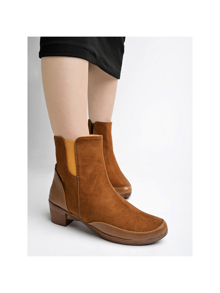 Shoetopia Stylish Tan Boots for Women-picture-11