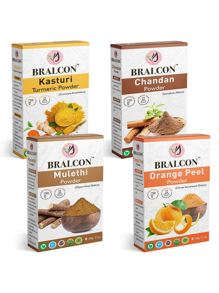 BRALCON Kasturi Turmeric, Chandan, Orange Peel & Mulethi Powder Combo-picture-18