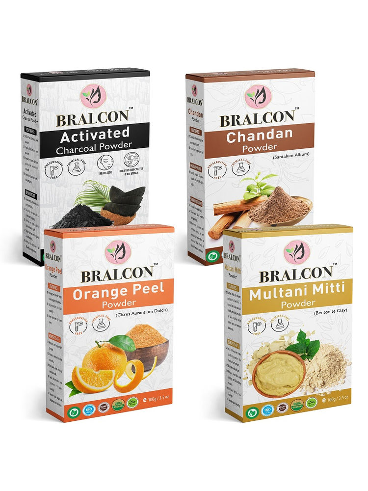 BRALCON Activated Charcoal, Chandan, Orange Peel & Multani Mitti Powder Combo-image-22