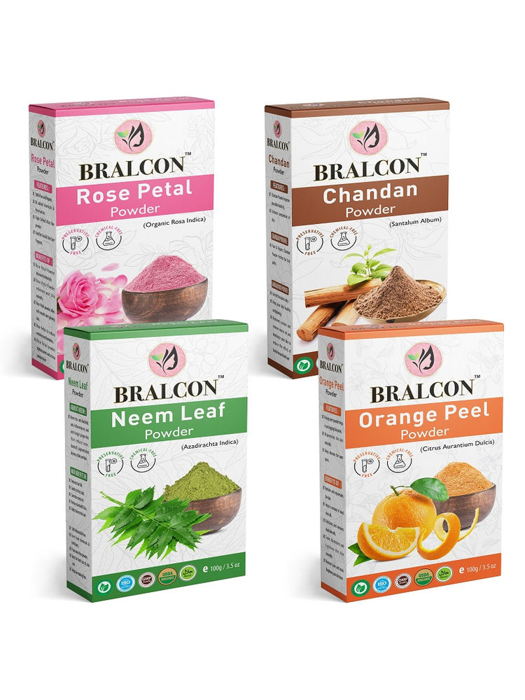 BRALCON Rose Petal, Chandan, Neem Leaf & Orange Peel Powder Combo-picture-17