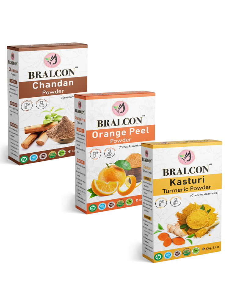 BRALCON Chandan, Orange Peel & Kasturi Turmeric Powder Combo-picture-3