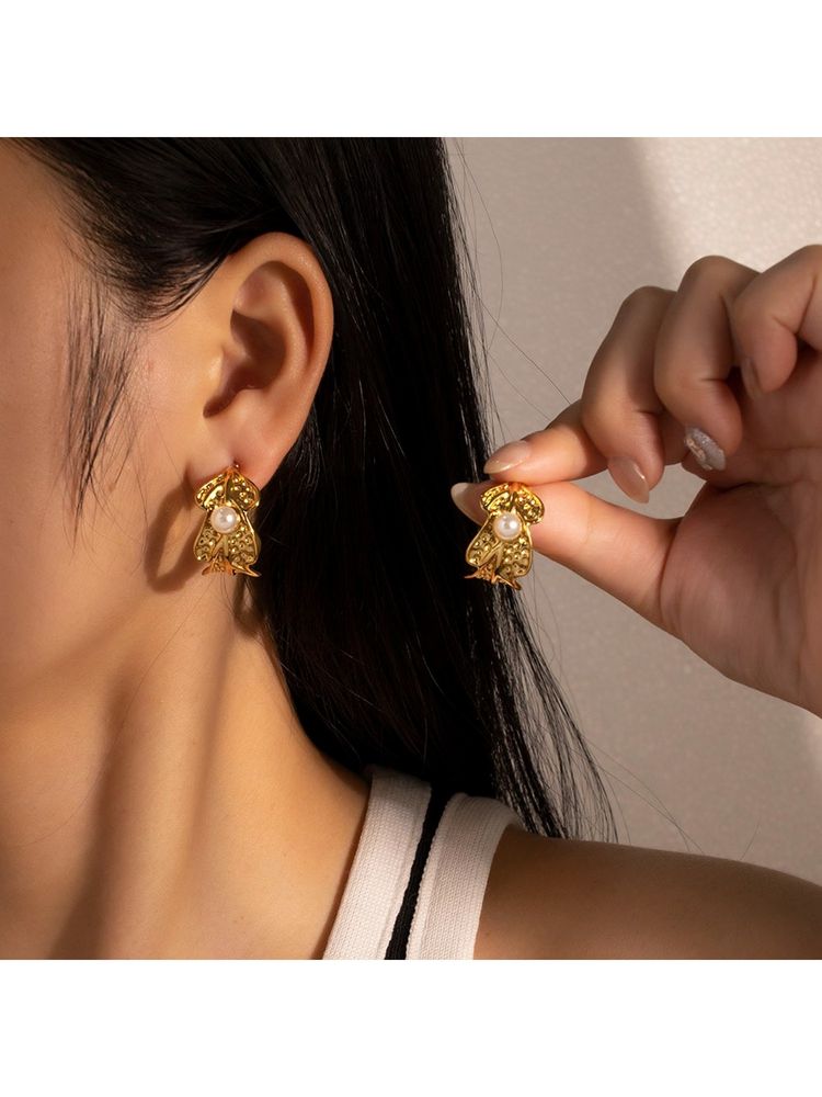 VIEN White Anti-Tarnish Gold Plated Stud Earrings-picture-20