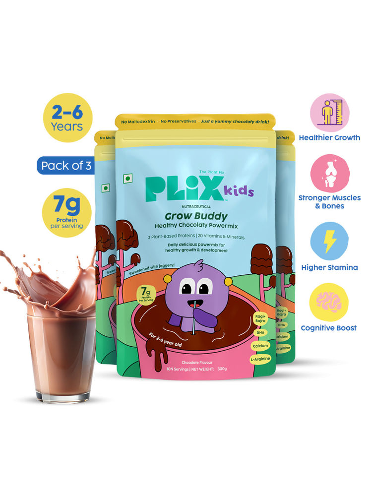Plix Grow Buddy Nutritional Powder For Kids Pack of 3 - Chocolate-picture-0