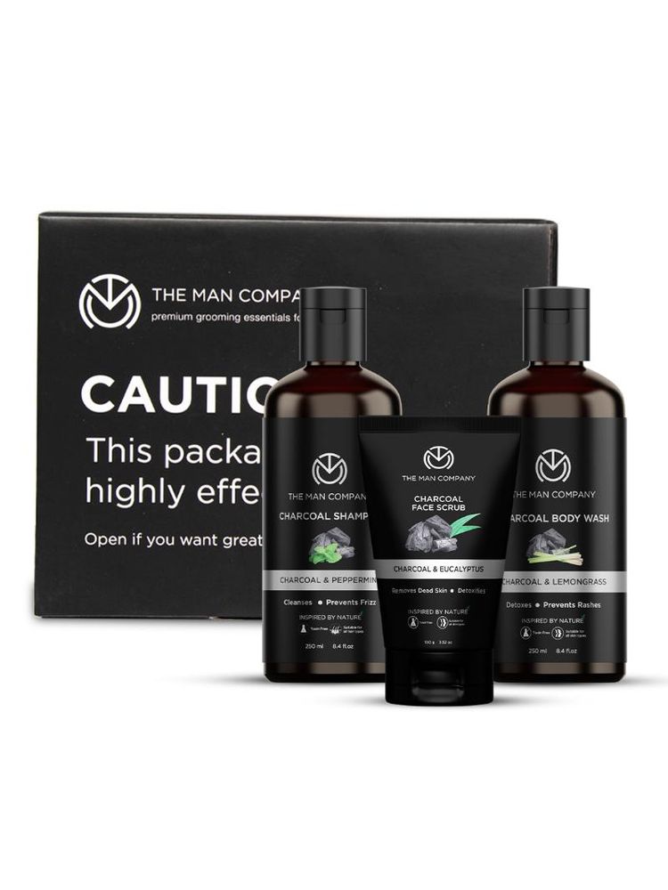 The Man Company Gift Set Anti-Pollution Head To Toe (Charcoal Body Wash + Shampoo + Scrub)-image-49