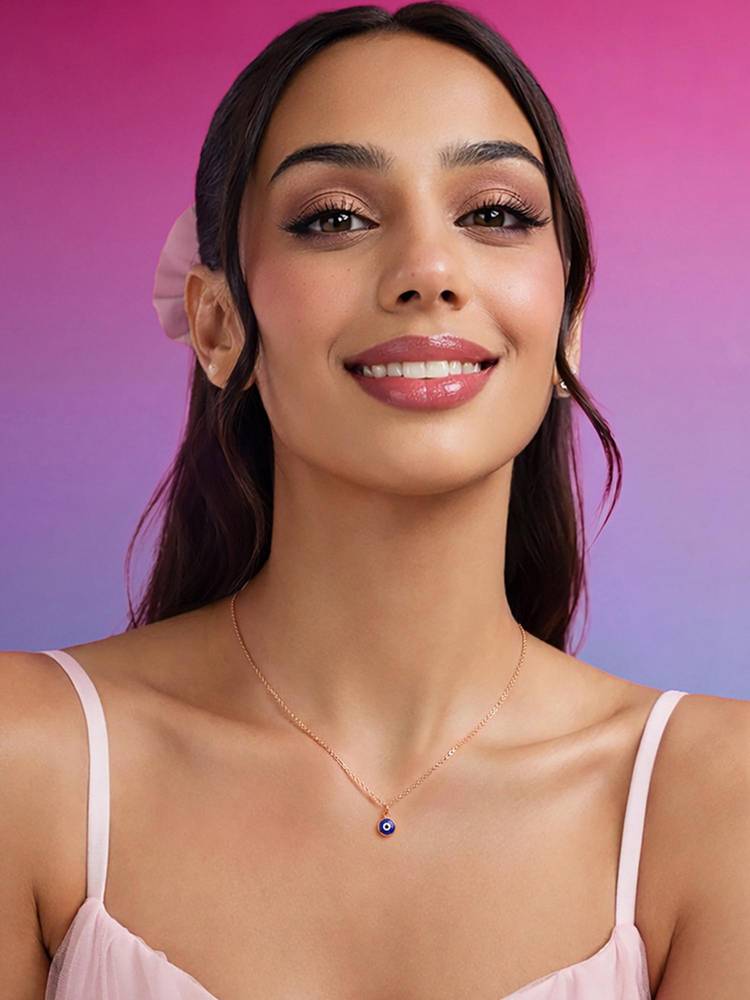 Zavya Divine Evil Eye Rose Gold Plated 925 Silver Necklace-picture-10