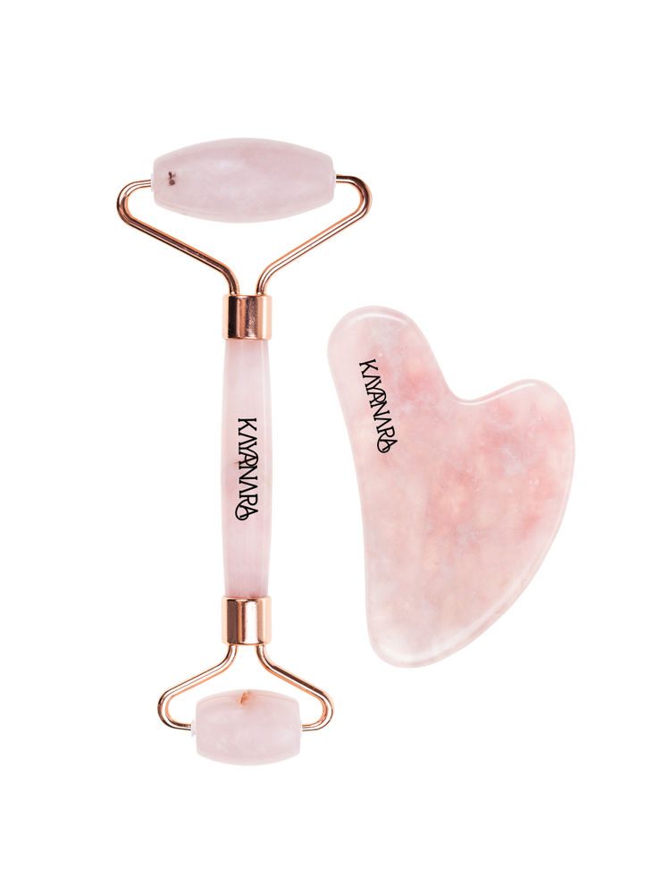 Kayanara Original Rose Quartz Stone Face Roller & Gua Sha Massager Set-image-19