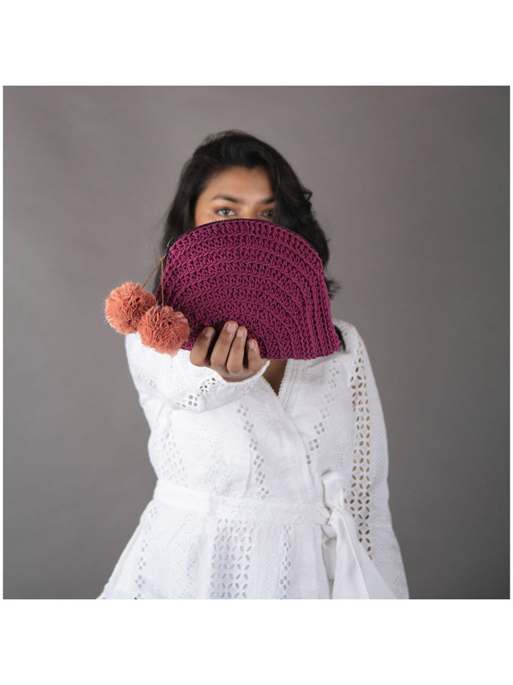 ITIHASIKALA Women Crochet Coin Pouch - Pink-picture-22