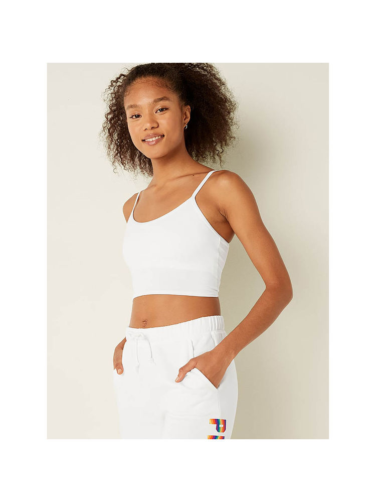 victoria's secret intimates Victoria's Secret Women White Pink Ultimate Lightly Lined Sports Crop-picture-13