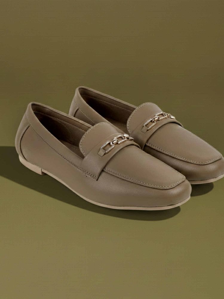 Metro Beige Synthetic Round Toe Loafers-image-12