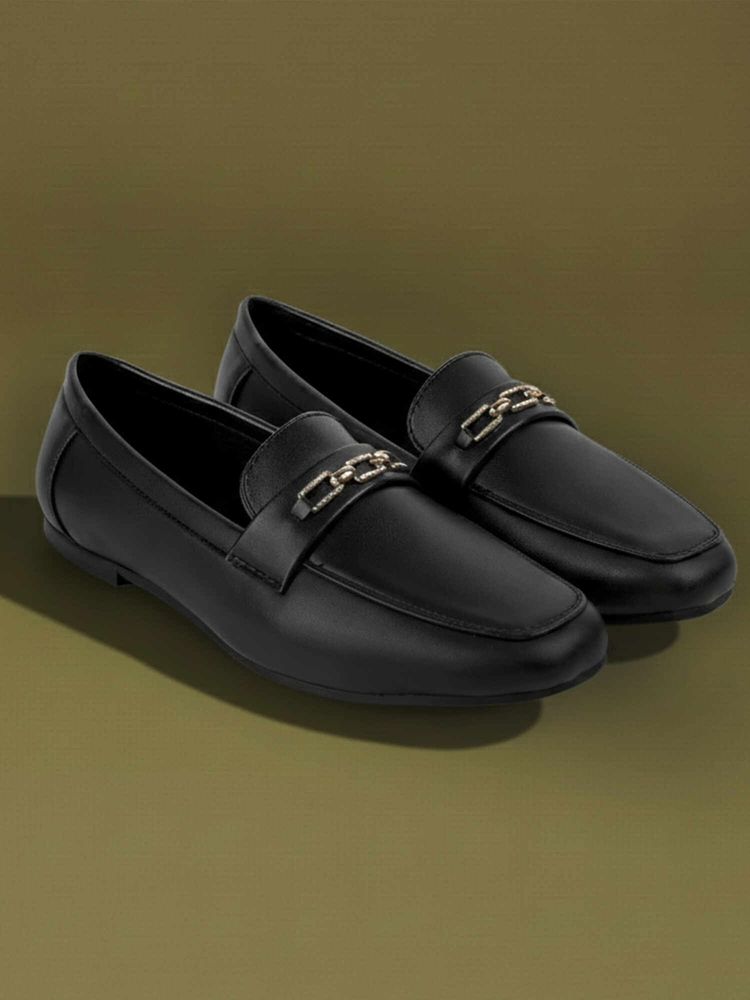 Metro Black Synthetic Round Toe Loafers-image-38