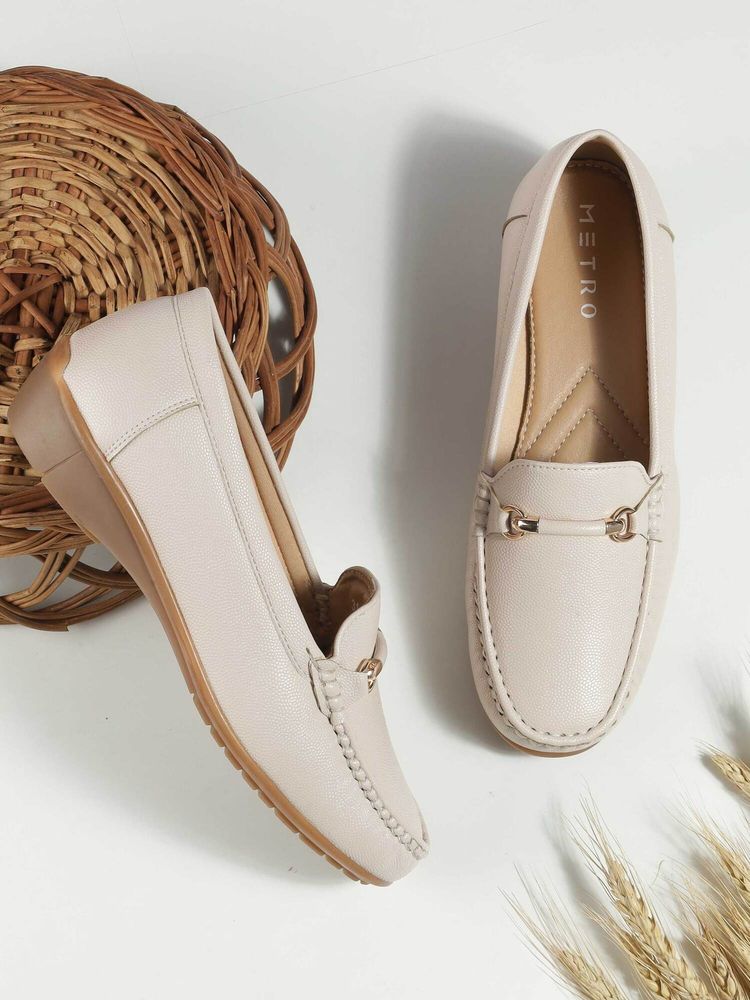 Metro Beige Synthetic Round Toe Loafers-image-37
