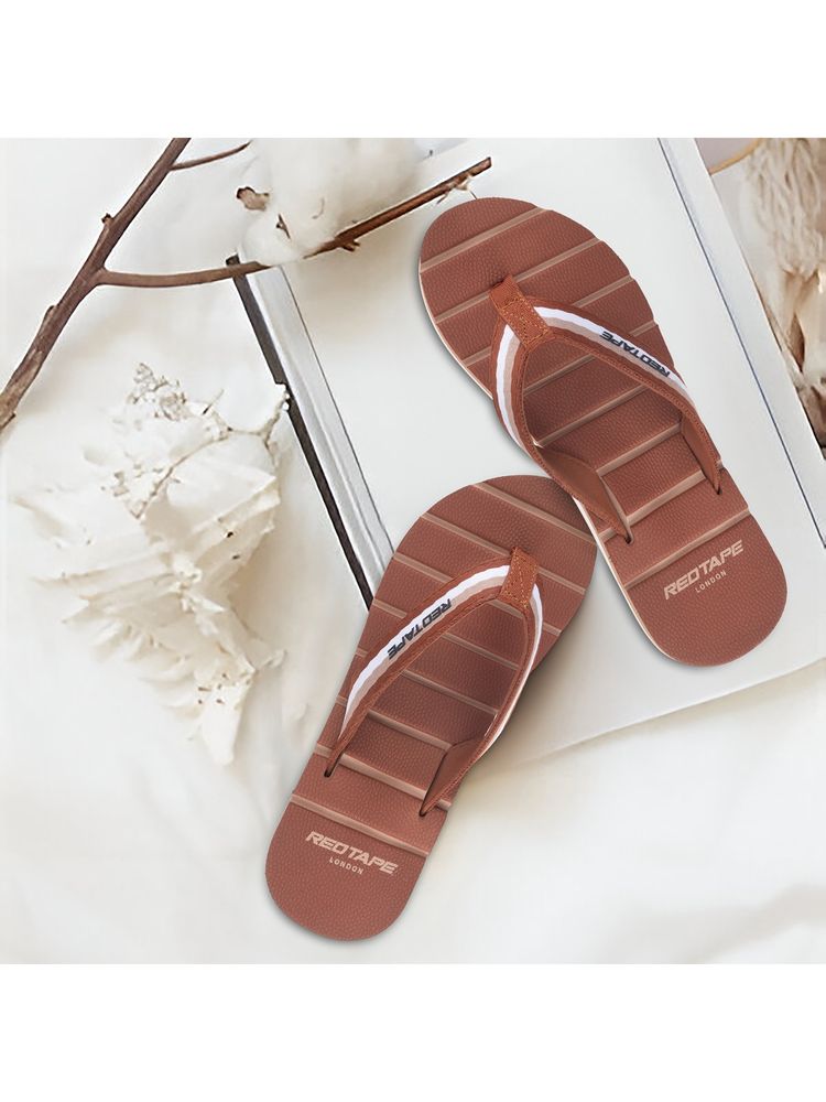 Red Tape Brown Synthenic Round Toe Flip Flops-image-33