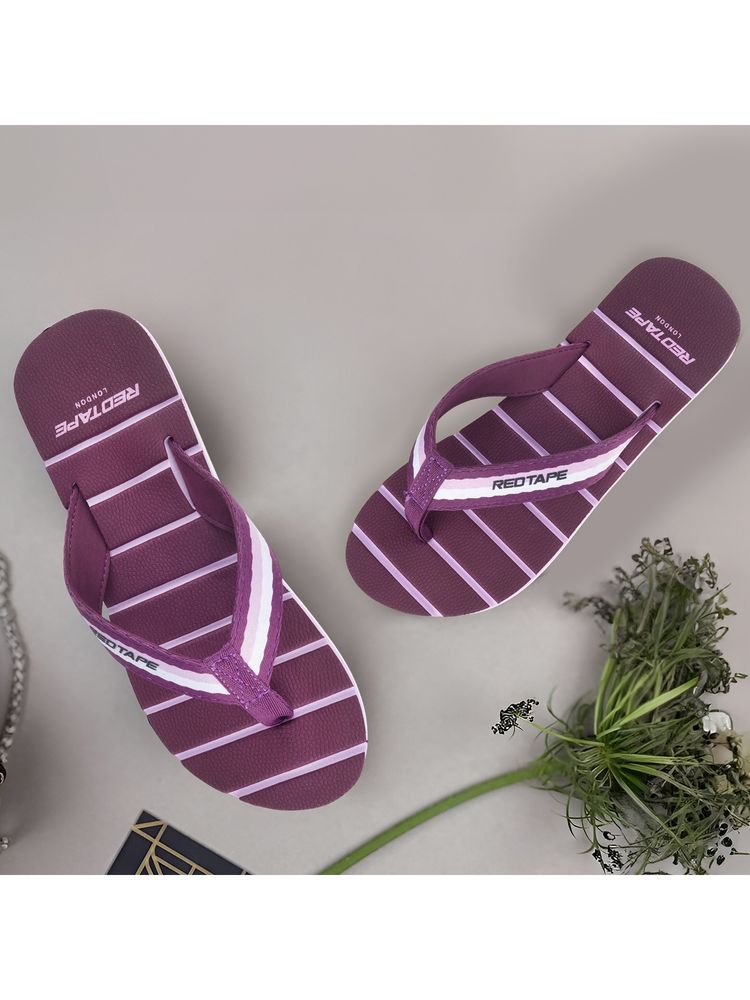 Red Tape Purple Synthenic Round Toe Flip Flops-picture-12