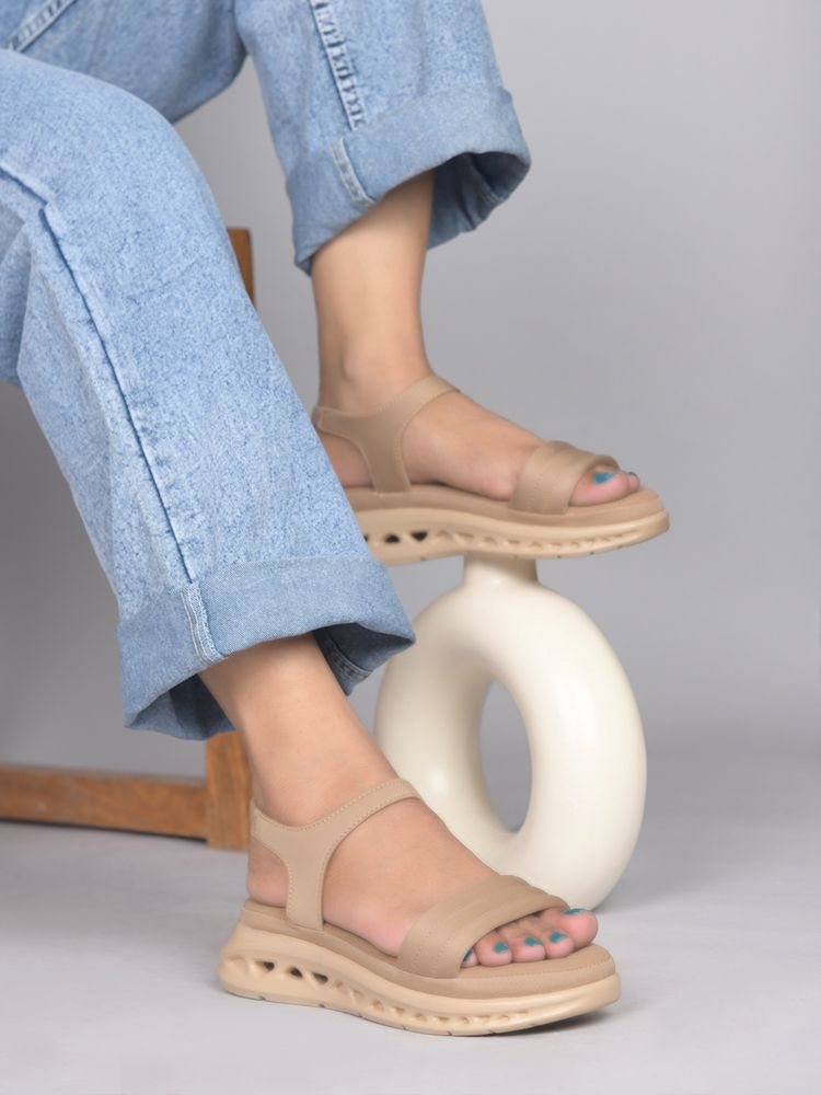 SHUZ TOUCH Women Cloud Cushion Beige Comfort Sandals-picture-23