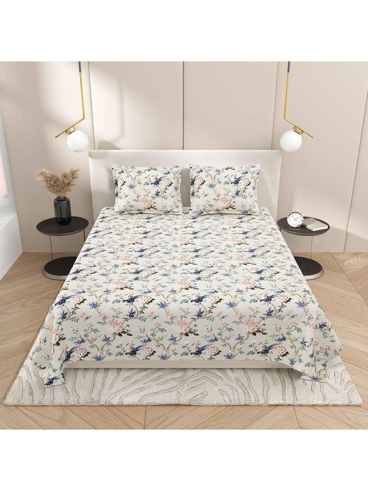 INDRA'S 144TC Viscose Cotton Multi-color Double Bedsheet With 2 Pillow Covers-image-21