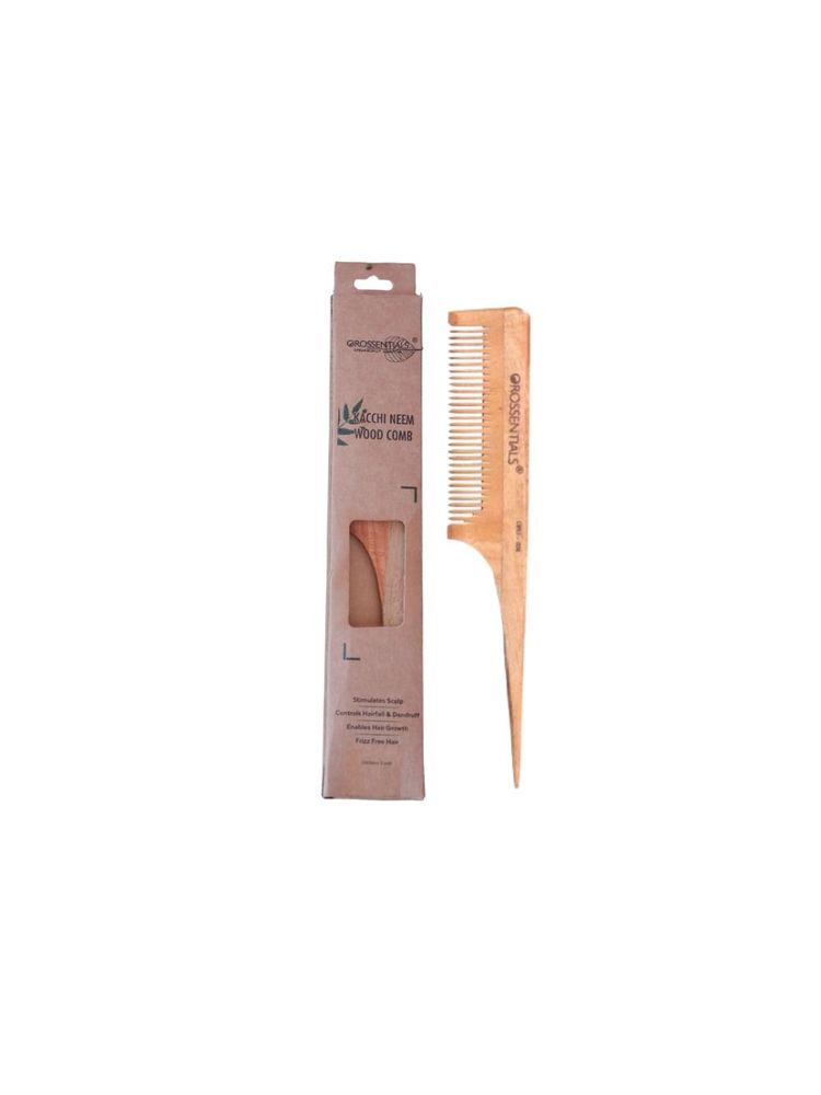 OROSSENTIALS Oil Treated Kacchi Neem Wooden Comb Long Tail Comb-picture-26