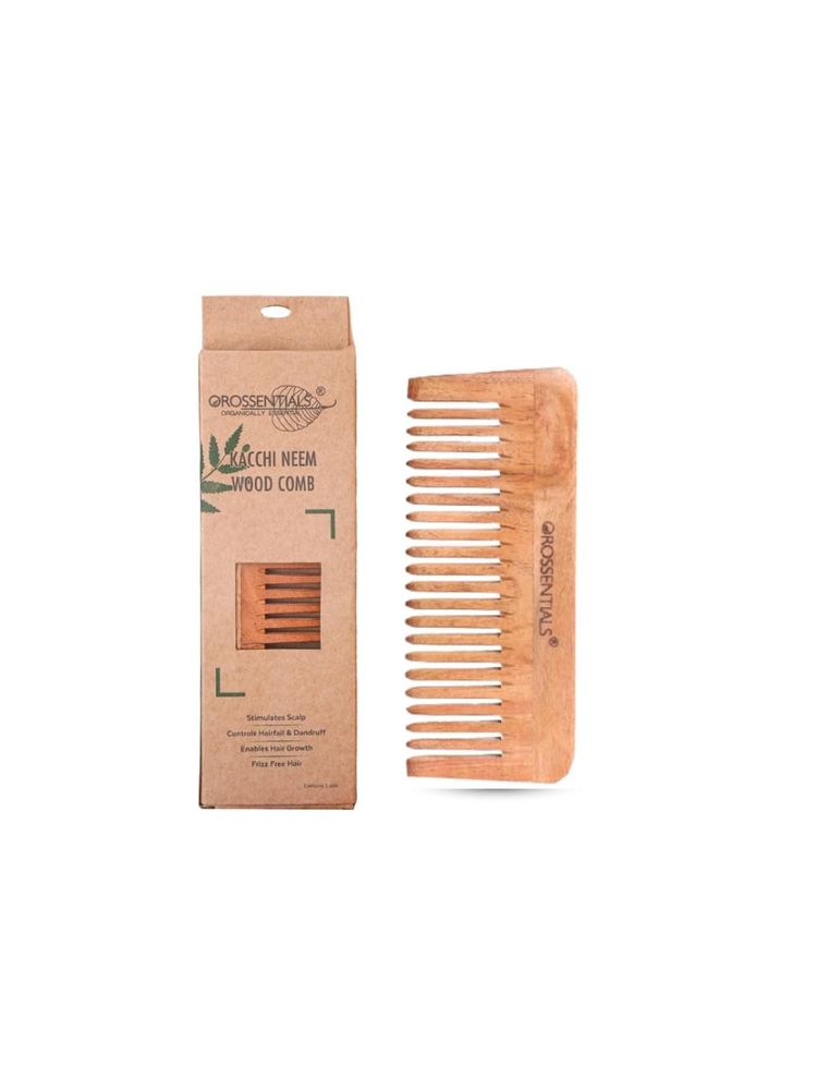 OROSSENTIALS Oil Treated Kacchi Neem Handmade Wooden Detangle Comb For Gentle Detangling-picture-21