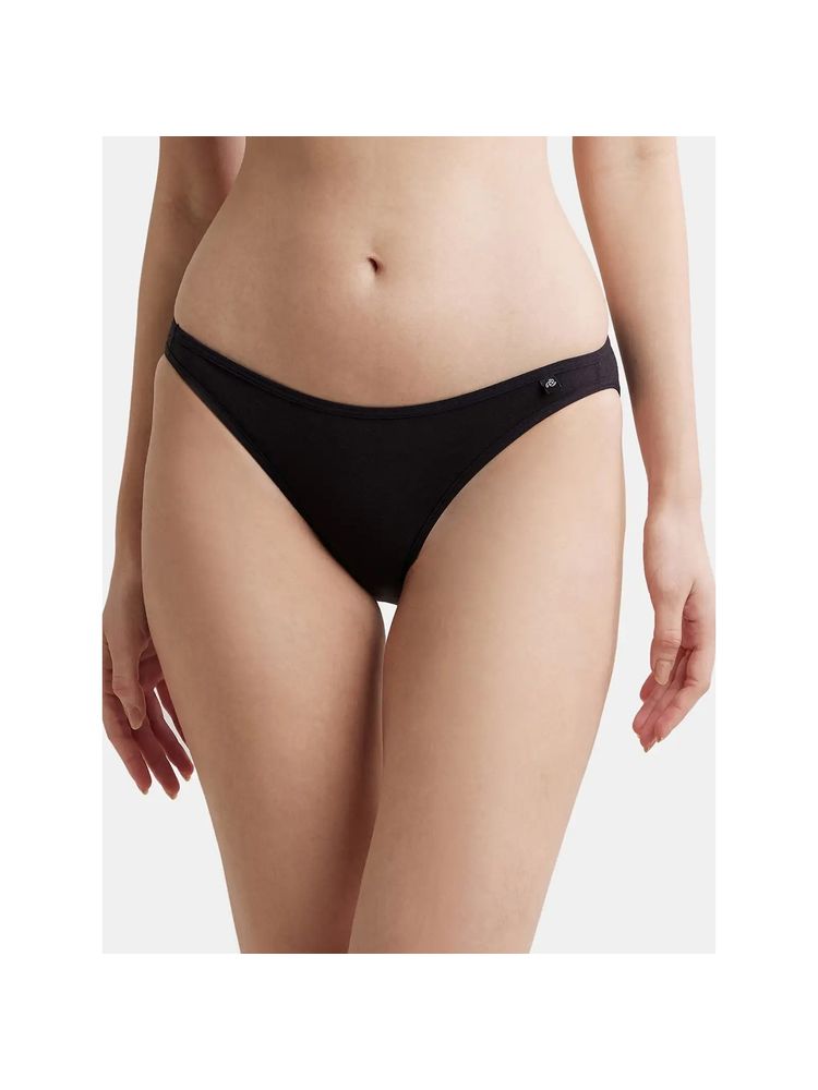 Jockey SS02 Women Super Combed Cotton Elastane Low Waist Bikini - Black