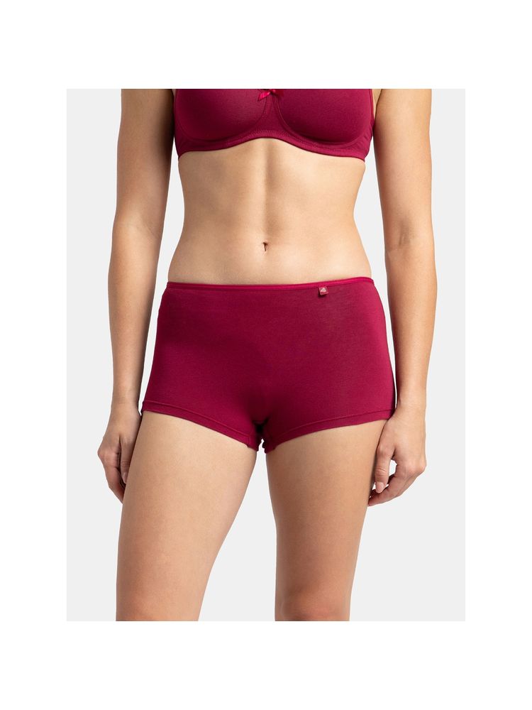 Jockey SS04 Women High Coverage Super Combed Cotton Elastane Boy Leg - Beet Red