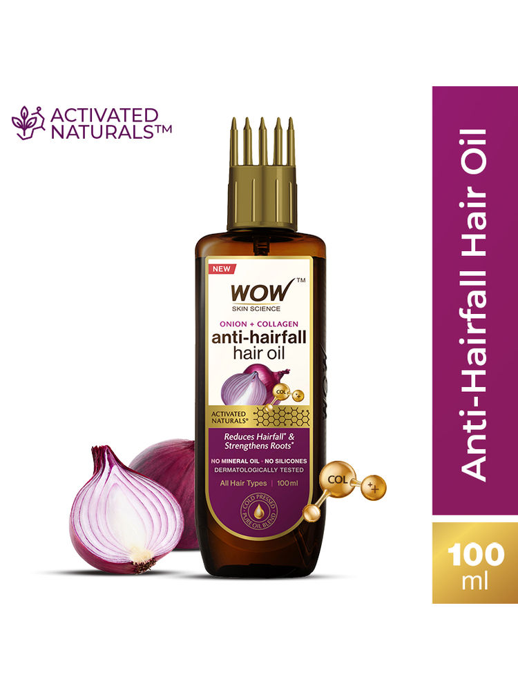 WOW Skin Science Onion & Collagen Hair Oil - Reduces Hairfall With Comb Applicator-image-45
