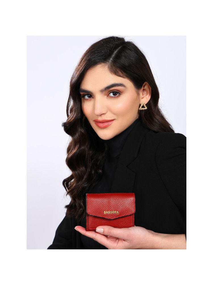 Sassora Genuine Leather Red Card Holder for Women (S)-picture-19