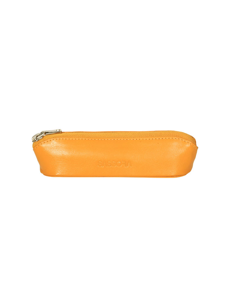 Sassora Genuine Leather Orange Pen and Pencil Case (M)-picture-21