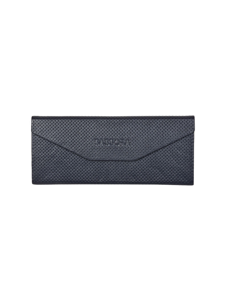 Sassora Navy Blue Genuine Leather Unisex Foldable Spectacle Case (M)-picture-12