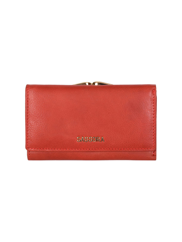 Sassora Genuine Leather Red RFID Protected Women Wallet (M)-picture-26