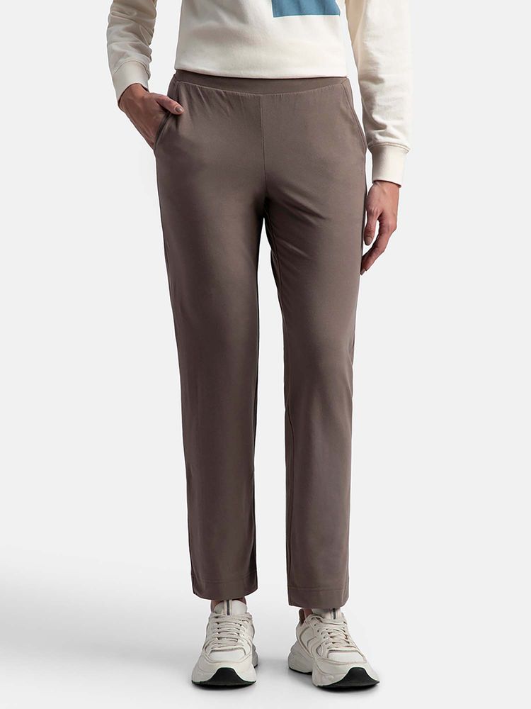 Jockey 1302 Women Super Combed Cotton Elastane Trackpants - Dark Khaki-image-2