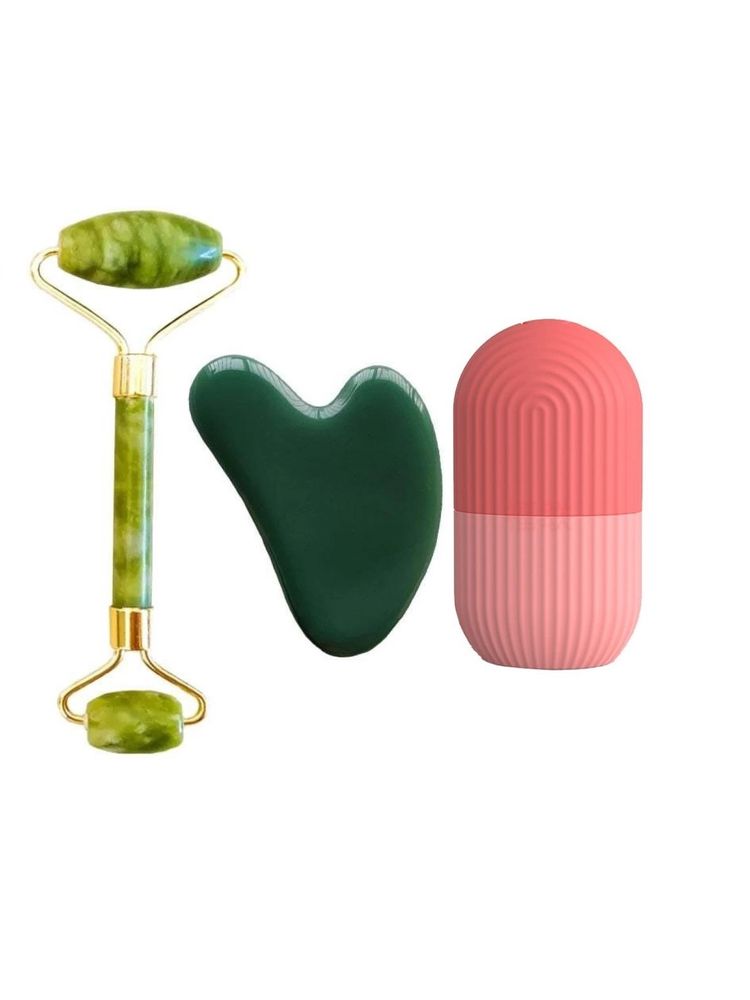 Getmecraft Jade Roller & Gua Sha Face Massager with Pink Ice Roller-image-31