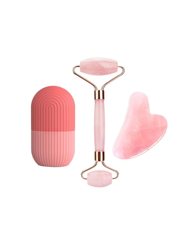 Getmecraft Rose Quartz Roller & Gua Sha Face Massager with Pink Ice Roller-image-35