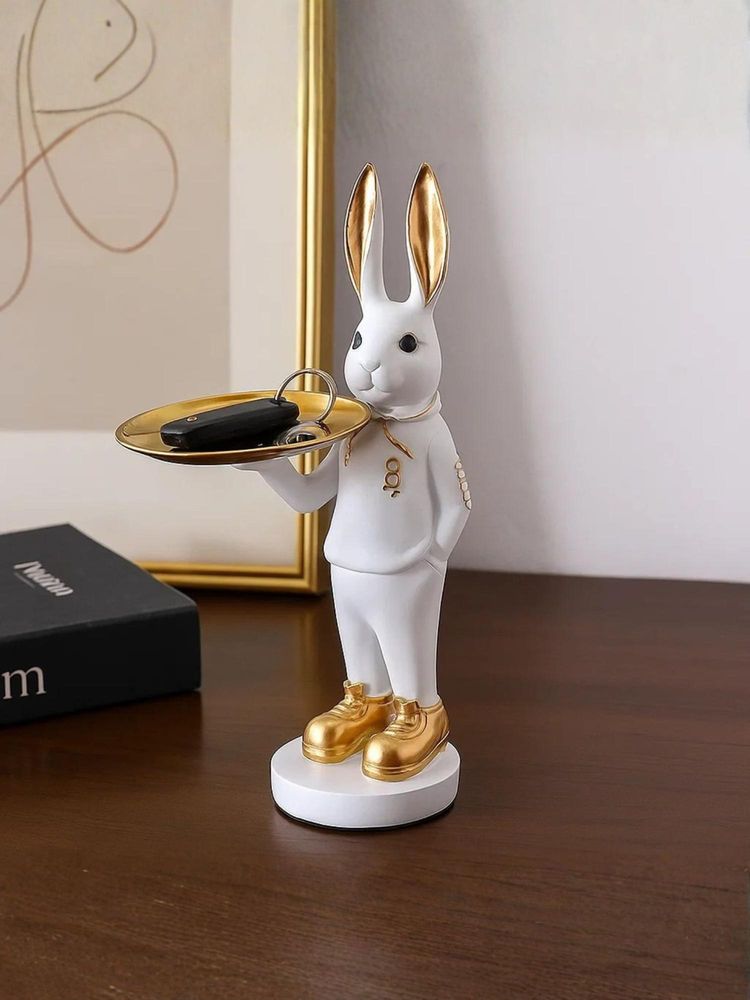 Smokey Cocktail White Cheerful Bunny Decor with Tray-picture-20