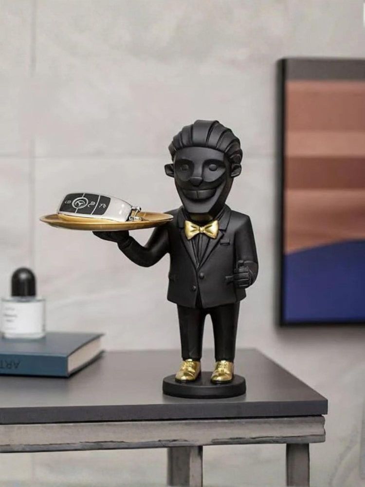 Smokey Cocktail Black Monkey Butler with Serving Tray Decor-image-12