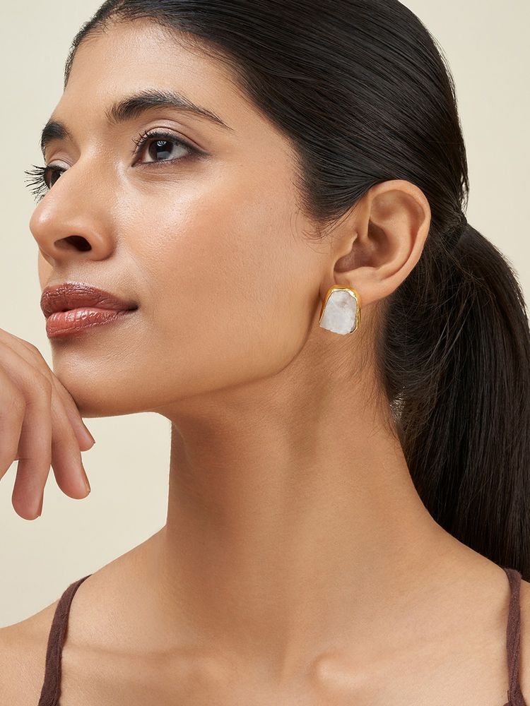 Teejh Elira White Natural Stone Earrings-image-0