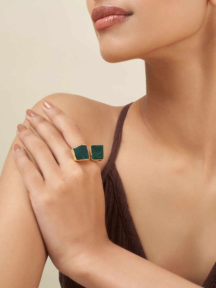 Teejh Navira Dark Green Natural Stone Ring-picture-2